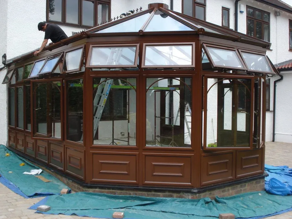 Hardwood Victorian conservatory under construction