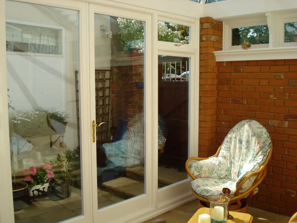White timber conservatory doors